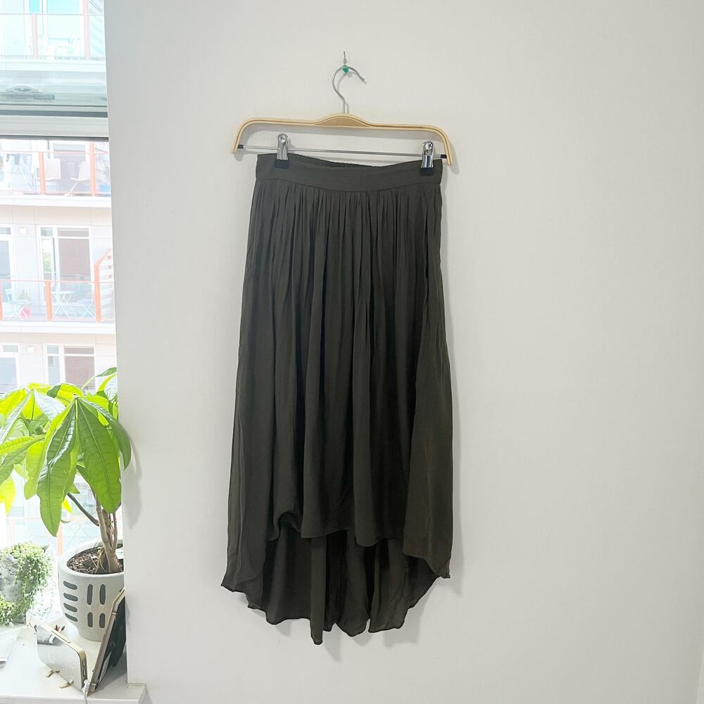 Aritzia Talula Dark Green High Low Maxi Skirt Size XS